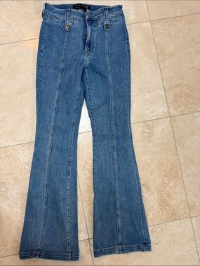 Veronica Beard Medium Blue Flared Jeans with Front Seams